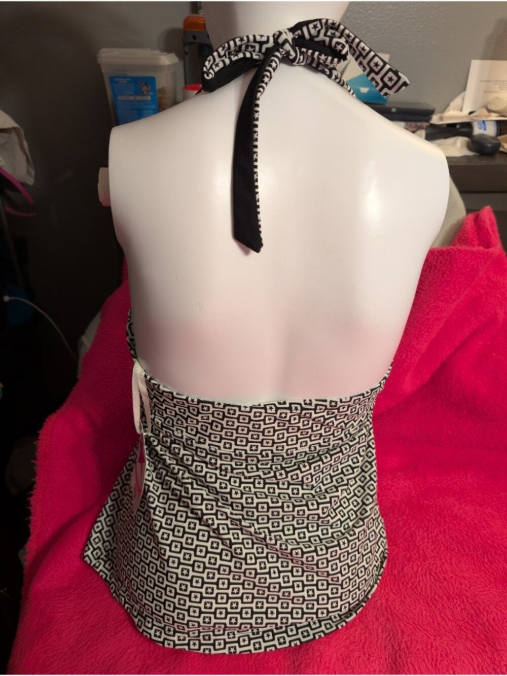 Converse One Star Tankini Swim Top L Large Black White Geometric Star Print NWT - Picture 6 of 11